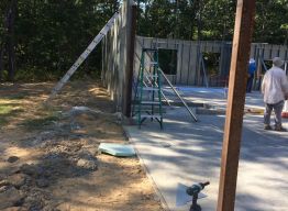 Walls completed to garage door frame
