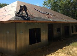 Shingles being installed